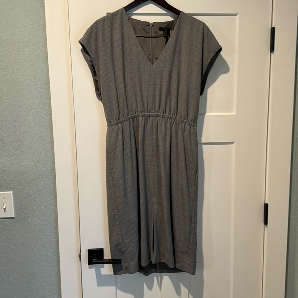 J Crew Sz 14 Grey Pinstripe Dress